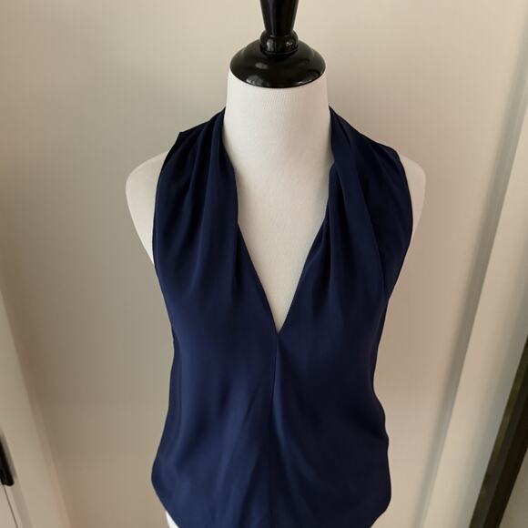 Ramy Brook Blouse Size XS Navy Blue Jilly Tank Top 100% Silk Old Money $275 - Picture 4 of 15